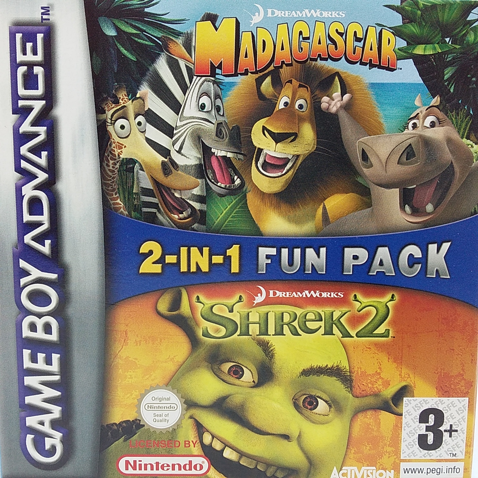 Boxshot 2 Games in 1: Madagascar + Shrek 2