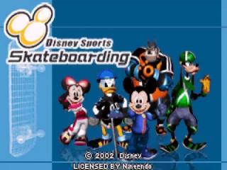 Minnie, Donald Duck, Mickey et Dingo font du skateboard à travers 8 niveaux différents dans 5 types de jeux.