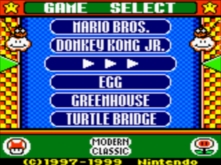 Dit is het Game Select menu. 5 van de 10 spellen worden vertoond op deze afbeelding.