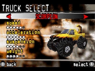 Kies de <a href = https://www.mariogba.nl/gameboy-advance-spel-info.php?t=Monster_Trucks target = _blank>monster truck</a> die het best bij je past.