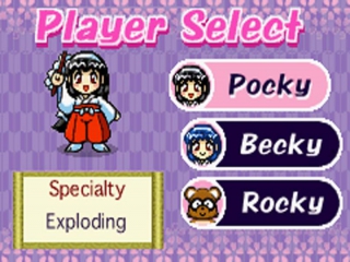 Kies tussen de leuke helden Pocky, Becky en Rocky.