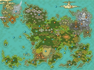 Een map van alle locaties die jij kan bezoeken in deze Pokémon-game.