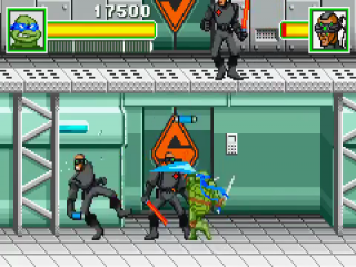 Leonardo prend en charge les ninjas dans le laboratoire.