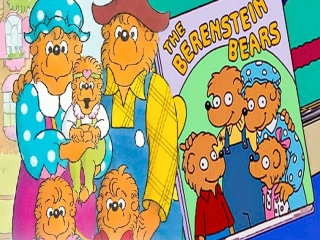 Hier zie je de hoofdpersonages, de Berenstain familie.